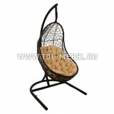 Кресло подвесное ВЕГА темно-коричневый, подушка – бежевый