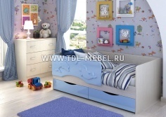 Кровать Алиса голубой металлик